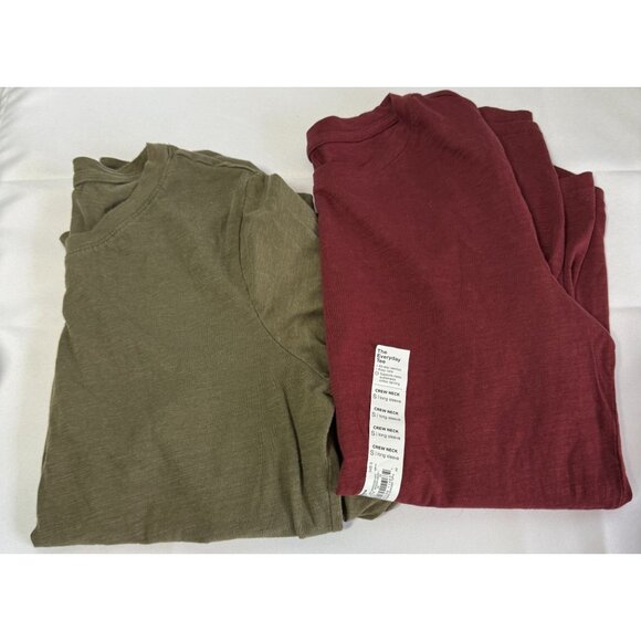 NWT Set of 2 Sonoma Womens Everyday Tee Small Crewneck Long Sleeve Red/Green - Picture 1 of 10